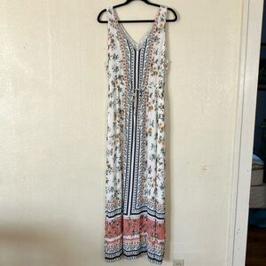 Lucky Brand Boho Floral Romantic Maxi Length Dress, XL